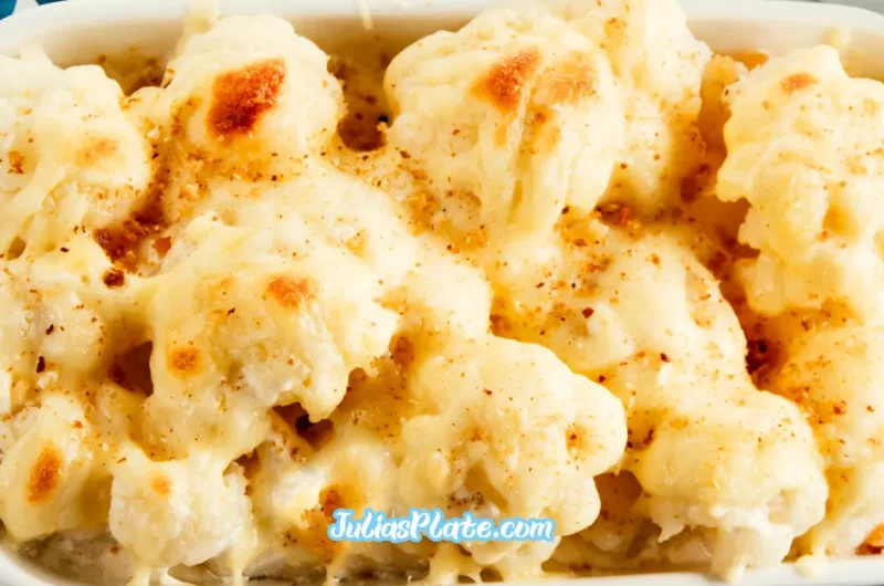 Baked Whole Cauliflower with Mayonnaise and Cheese